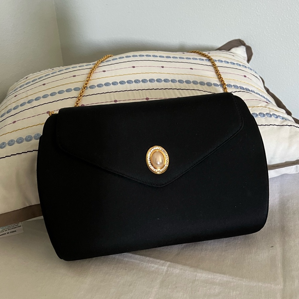 Women’s satin black evening bag